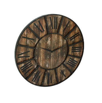 Metal and Wood Round Clock