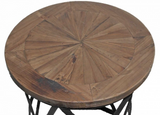 Iron and Wood Round Side Table