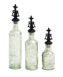 Set of 3 Mercury Glass Decor Bottles